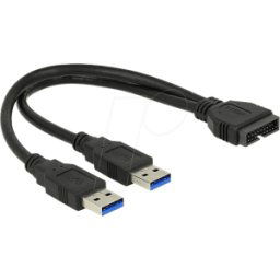 DELOCK 83910 - Cable USB 3.0, conector macho Pinheader a 2 conectores USB 3.0 a