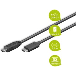 GOOBAY 67989 - Cable USB 2.0, conector C a Mini B, 0,5 m
