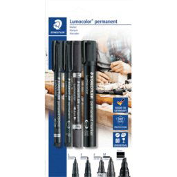 STAEDTLER 60BK - Set de marcadores, 4 marcadores, negro