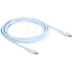 DELOCK 81235 - Cable USB 2.0, clavija C > clavija C, silicona, azul, 2,5 m
