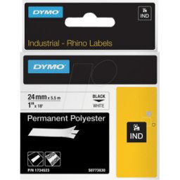 DYMO IND 1734523 - DYMO IND poliéster, 24 mm, negro/blanco