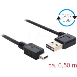 DELOCK 85175 - Cable USB 2.0, enchufe EASY a a conector Mini B, 0,5 m