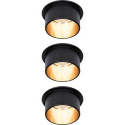 PAULMANN PLM 93379 - Luminaria empotrable Gil, 3 x 6 W, 470 lm, 2700 K, negro mate/or