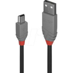 LINDY 36722 - Cable USB 2.0, conector macho a macho Mini-B, 1,0 m