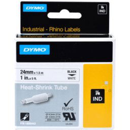 DYMO IND 1805443 - DYMO IND tubo termorretráctil, 24 mm, negro/blanco