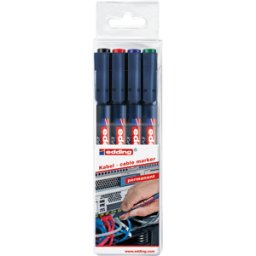 EDDING 8407/4S - Marcador para cables, 0,3 mm, negro/rojo/azul/verde