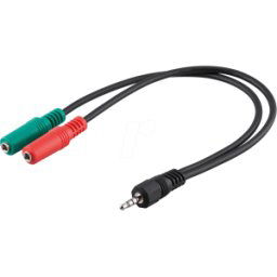 GOOBAY AVK 432 - Cable de audio, conector jack de 3,5 mm a 2 adaptadores, 0,3 m