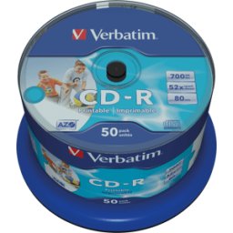 VERBATIM 43438 - CD-R Verbatim 700 MB/80 min, 50 unidades, imprimible