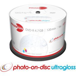 PRIMEON PRIM 2761207 - DVD-R 4.7GB/120min, cakebox de 50 piezas, a prueba de agua