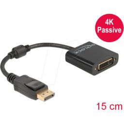 DELOCK 61023 - Adaptador DisplayPort 1.2 macho a DVI hembra 4K pasivo negro