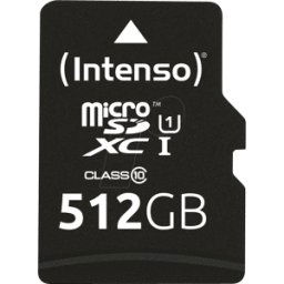 INTENSO 3423493 - Tarjeta de memoria microSDXC de 512GB, Intensiso Class 10, UHS-1