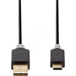 NEDIS N CCBW60600AT10 - Cable USB 2.0, conector tipo C > conector a, 1 m, antracita