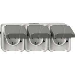 MERTEN EL ME 23918029 - Aquastar, toma de corriente, triple, horizontal, gris claro