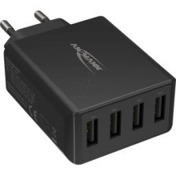 ANSMANN ANS 1001-0107 - Cargador USB HC430, 30 W, 5 V, 3000 mA, 4 puertos, negro