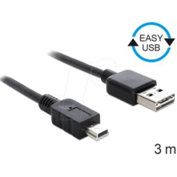DELOCK 83364 - Cable USB 2.0, conector macho A EASY a conector macho Mini B, 3