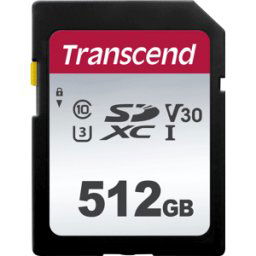 TRANSCEND TS512GSDC300S - TARJETA DE MEMORIA SDXC, 512GB, CLASE 10 UHS-I U3, V30, 300S.