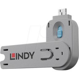 LINDY 40622 - Cerradura de puerto USB a (1 llave, 1 cerradura), azul