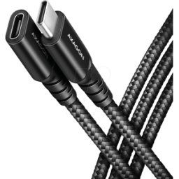 AXAGON AXG BUCM32CF05AB - Cable USB 3.2, conector C > conector hembra, textil, 0,5 m