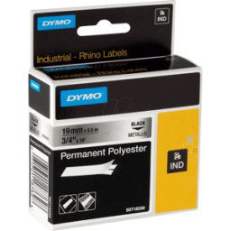 DYMO IND 18487 - DYMO IND poliéster, 19 mm, negro/metálico