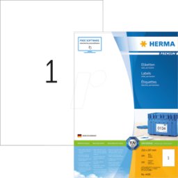 HERMA 4428 - Etiquetas universales, 210 x 297 mm, 100 unidades, blanco