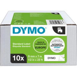DYMO 2093096 - Cinta de poliéster DYMO D1, 9 mm, negro/blanco, VP