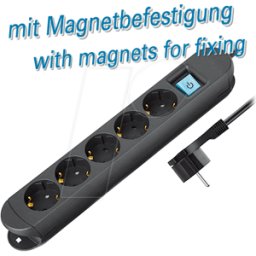FREI TM NV 57-3 L - Regleta de enchufes, 5 salidas, 3 m, con interruptor, enchufe pl
