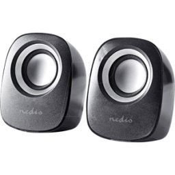 NEDIS N CSPR10020BK - PC speaker, 2.0, 12 W, 3.5mm Jack, Black / Silver