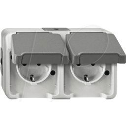 MERTEN EL ME 23218029 - Aquastar, toma de corriente, doble, horizontal, gris claro