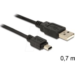 DELOCK 82396 - Cable USB 2.0, a macho a macho Mini B, 0,7 m