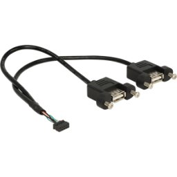 DELOCK 84832 - Cable USB 2.0, conector de poste a 2 conectores hembra A, 0,25 m