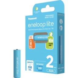PANASONIC ENELOOP L 2XAAAB - Eneloop lite, batería NiMH, AAA (Micro), 550 mAh, paquete