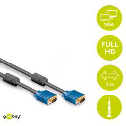 GOOBAY AK SVGA 105 HQ - Cable VGA de monitor de 15 clavijas, conector macho VGA de 5 m