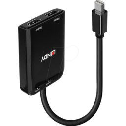 LINDY 38432 - Adaptador DisplayPort, conector Mini DP a 2 tomas HDMI, 4k 60 Hz