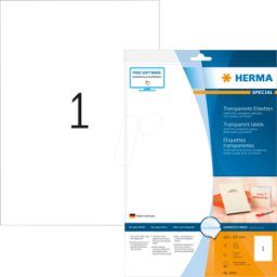 HERMA 8964 - Etiquetas para carpetas, 297 x 210 mm, transparentes