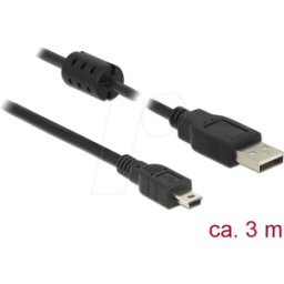 DELOCK 84915 - Cable USB 2.0 Type-A male > Mini-B male 3.0 m