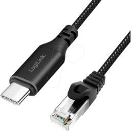LOGILINK CU0414 - Adaptador de red, cable, USB 3,2 Tipo-C, Gigabit Ethernet, 5 m.