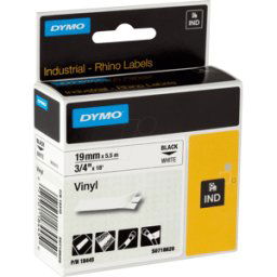 DYMO IND 18445 - Cinta de vinilo DYMO IND, 19 mm, negro/blanco
