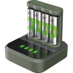 GP-BATTERIES GP B441 USB 4AA - Cargador de sobremesa, con base, NiMH, incl. 4x AA 2100 mAh