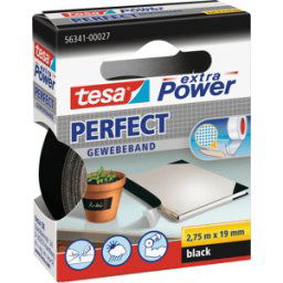 TESA 56341 SW - Cinta de tela TESA EXTRA POWER® PERFECT, 2,75 m x 19 mm, negro