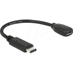 DELOCK 65578 - Cable USB 2.0, conector C a conector hembra Micro-B, 0,15 m