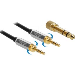 DELOCK 85785 - Cable trinquete 3 pin 3,5 mm ac > ac, 6,35 mm adaptador de torni