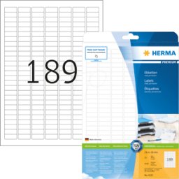 HERMA 4333 - Etiquetas PREMIUM a4, 25,4 x 10 mm, blanco, adherencia permanent