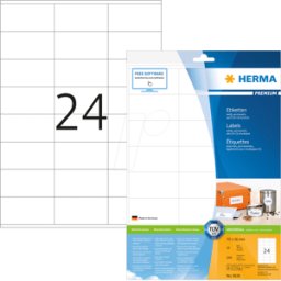 HERMA 8638 - Etiquetas PREMIUM A4, 70 x 36 mm, blanco, adhesivo permanente