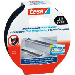 TESA 55587 SW - Cinta antideslizante, 5 m x 25 mm, negro