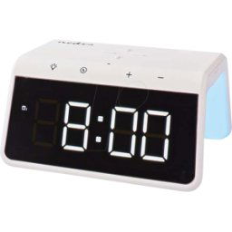 NEDIS N WCACQ30WT - Reloj despertador con dispositivo de carga sin cables, conector
