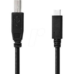 NEDIS N CCGL60650BK10 - Cable USB 2.0, conector C > conector B, 1 m, negro