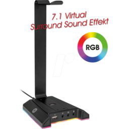 MYWALL MYW HK2L - Soporte para auriculares, concentrador USB, audio, RGB