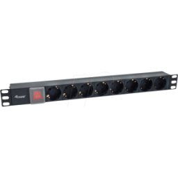 EQUIP 333286 - Regleta de enchufes de 19'', 8x, 1U, contacto de protecció