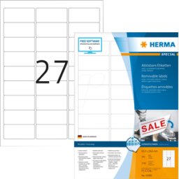 HERMA 10300 - Etiquetas universales, 63,5 x 29,6 mm, 2700 unidades, blancas