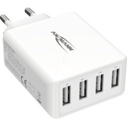 ANSMANN ANS 1001-0113 - Cargador USB HC430, 30 W, 5 V, 3000 mA, 4 puertos, blanco